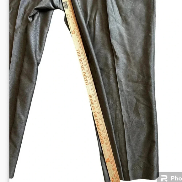 VTG PHAT FARM Premium Dress Pants Mens 51R Slacks Gray Silver Satin Pleat Cuff - Picture 5 of 10